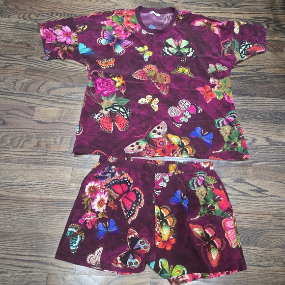 Johnny Was Other - Johnny Was Brooklyn Butterfly Print Silk Pajama Pants Shorts And Top